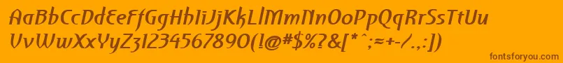 PfroyaleBolditalic-Schriftart – Braune Schriften auf orangefarbenem Hintergrund