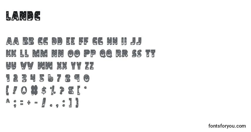 A fonte Landc – alfabeto, números, caracteres especiais