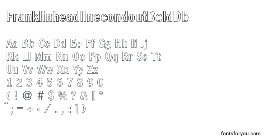 A fonte FranklinheadlinecondoutBoldDb – alfabeto, números, caracteres especiais