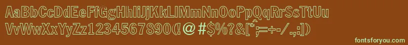 フォントFranklinheadlinecondoutBoldDb – 緑色の文字が茶色の背景にあります。
