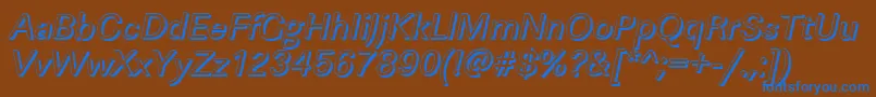 LinearshItalic-Schriftart – Blaue Schriften auf braunem Hintergrund