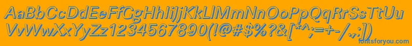 LinearshItalic-Schriftart – Blaue Schriften auf orangefarbenem Hintergrund