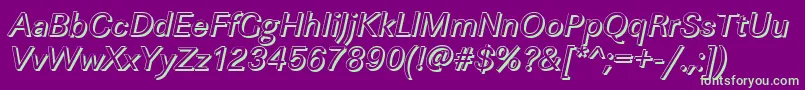 Weitere Informationen zur LinearshItalic-Schriftart LinearshItalic-Schriftart – Grüne Schriften auf violettem Hintergrund