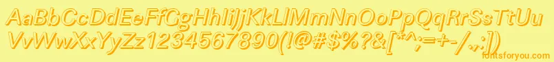 LinearshItalic-Schriftart – Orangefarbene Schriften auf gelbem Hintergrund