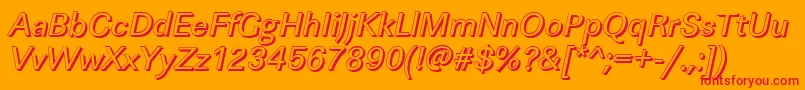 Więcej informacji o czcionce LinearshItalic Czcionka LinearshItalic – czerwone czcionki na pomarańczowym tle