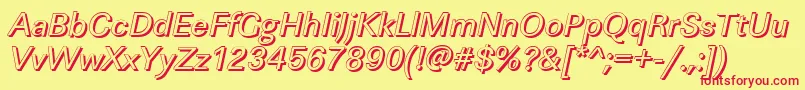 LinearshItalic-fontti – punaiset fontit keltaisella taustalla