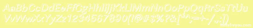 Fonte LinearshItalic – fontes brancas em um fundo amarelo