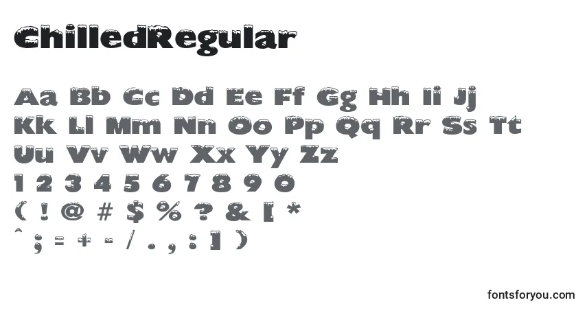 A fonte ChilledRegular – alfabeto, números, caracteres especiais