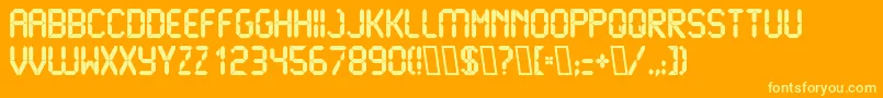 LiquidcrystalExbold-Schriftart – Gelbe Schriften auf orangefarbenem Hintergrund