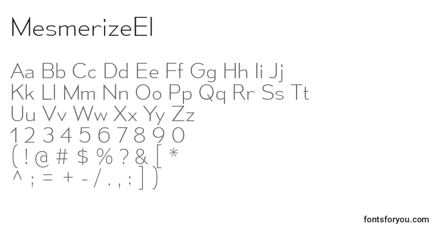 Schriftart MesmerizeEl – Alphabet, Zahlen, spezielle Symbole