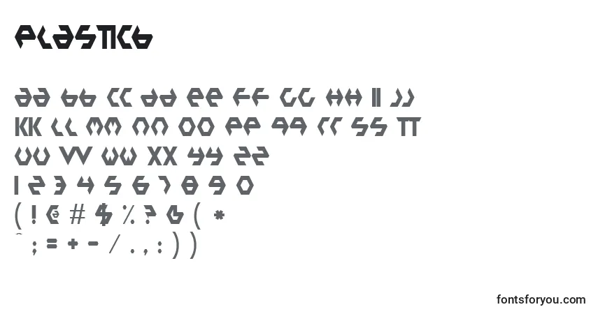 Schriftart Plasticb – Alphabet, Zahlen, spezielle Symbole