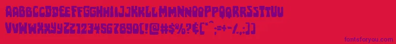 Pocketmonsterexpand-Schriftart – Violette Schriften auf rotem Hintergrund