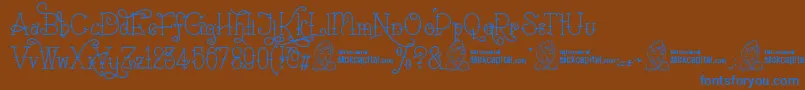SailoretteTattoo-Schriftart – Blaue Schriften auf braunem Hintergrund