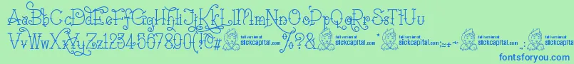 SailoretteTattoo-fontti – siniset fontit vihreällä taustalla