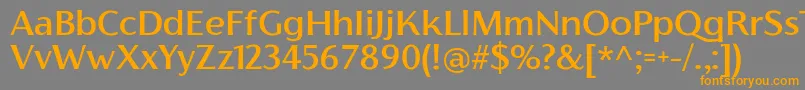 フォントFlorentiaMediumTrial – オレンジの文字は灰色の背景にあります。