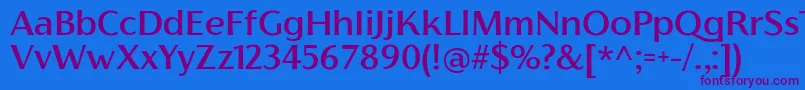 Czcionka FlorentiaMediumTrial – fioletowe czcionki na niebieskim tle