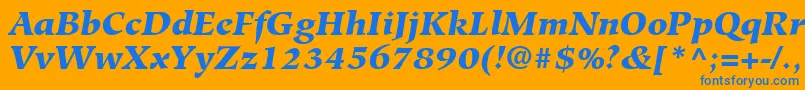 HiroshigeLtBlackItalic-Schriftart – Blaue Schriften auf orangefarbenem Hintergrund