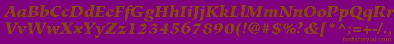 HiroshigeLtBlackItalic-fontti – ruskeat fontit violetilla taustalla