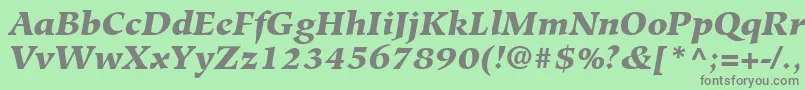 Fonte HiroshigeLtBlackItalic – fontes cinzas em um fundo verde