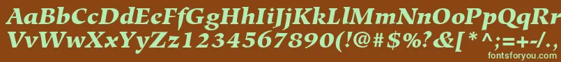 HiroshigeLtBlackItalic-fontti – vihreät fontit ruskealla taustalla
