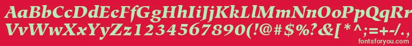 HiroshigeLtBlackItalic-Schriftart – Grüne Schriften auf rotem Hintergrund