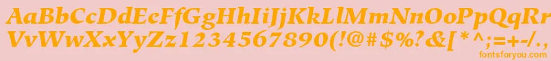 フォントHiroshigeLtBlackItalic – オレンジの文字がピンクの背景にあります。
