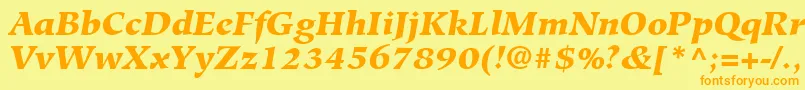 Fonte HiroshigeLtBlackItalic – fontes laranjas em um fundo amarelo