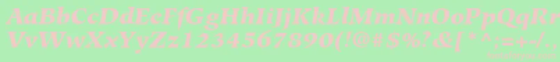 HiroshigeLtBlackItalic-fontti – vaaleanpunaiset fontit vihreällä taustalla