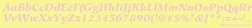 HiroshigeLtBlackItalic-Schriftart – Rosa Schriften auf gelbem Hintergrund