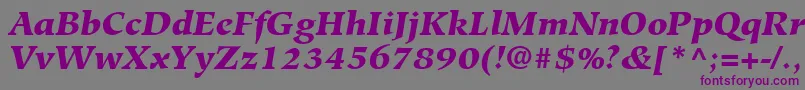 フォントHiroshigeLtBlackItalic – 紫色のフォント、灰色の背景