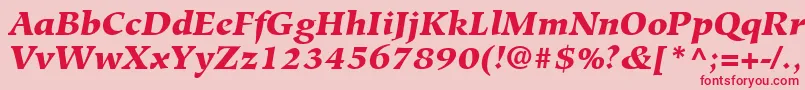 Fonte HiroshigeLtBlackItalic – fontes vermelhas em um fundo rosa