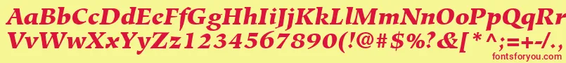 HiroshigeLtBlackItalic-fontti – punaiset fontit keltaisella taustalla