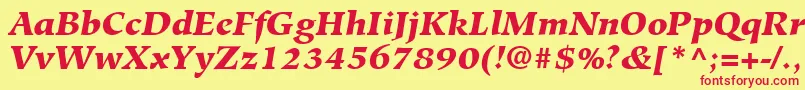 Fonte HiroshigeLtBlackItalic – fontes vermelhas em um fundo amarelo