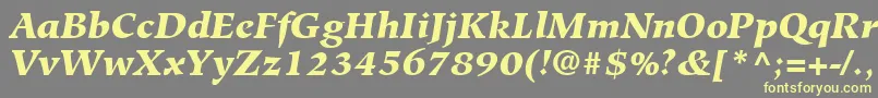 HiroshigeLtBlackItalic-fontti – keltaiset fontit harmaalla taustalla