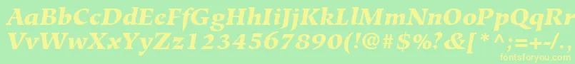 Saiba mais sobre a fonte HiroshigeLtBlackItalic Fonte HiroshigeLtBlackItalic – fontes amarelas em um fundo verde