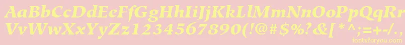 HiroshigeLtBlackItalic Font – Yellow Fonts on Pink Background