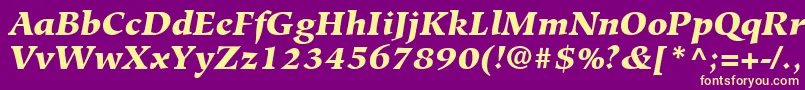 Fonte HiroshigeLtBlackItalic – fontes amarelas em um fundo roxo