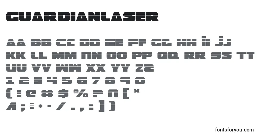 Fuente GuardianLaser - alfabeto, números, caracteres especiales