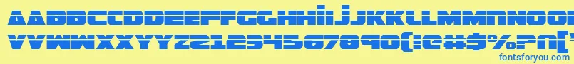 フォントGuardianLaser – 青い文字が黄色の背景にあります。