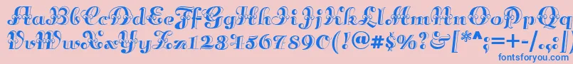 Annabellematineenf-Schriftart – Blaue Schriften auf rosa Hintergrund