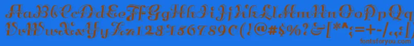 フォントAnnabellematineenf – 茶色の文字が青い背景にあります。