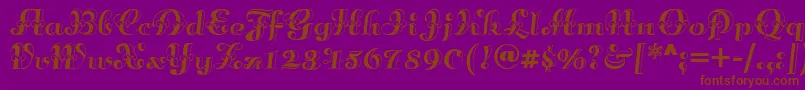 Annabellematineenf-Schriftart – Braune Schriften auf violettem Hintergrund
