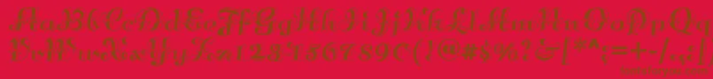 Annabellematineenf-Schriftart – Braune Schriften auf rotem Hintergrund