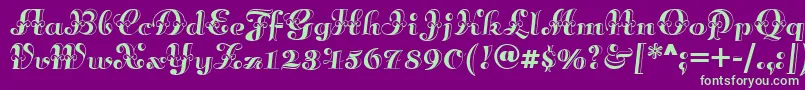 フォントAnnabellematineenf – 紫の背景に緑のフォント