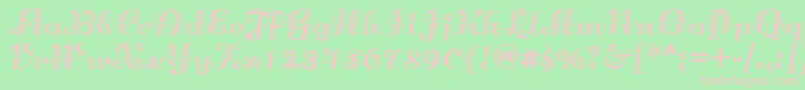 Annabellematineenf-fontti – vaaleanpunaiset fontit vihreällä taustalla