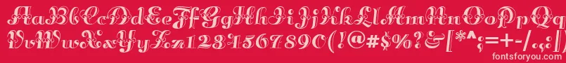 Annabellematineenf-Schriftart – Rosa Schriften auf rotem Hintergrund