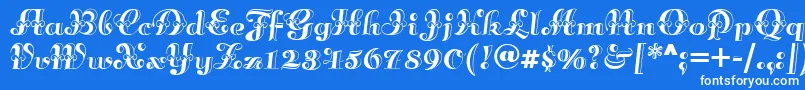 Annabellematineenf-Schriftart – Weiße Schriften auf blauem Hintergrund