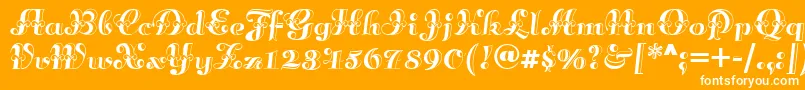 Annabellematineenf-Schriftart – Weiße Schriften auf orangefarbenem Hintergrund