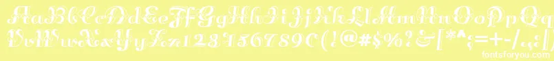 Annabellematineenf-Schriftart – Weiße Schriften auf gelbem Hintergrund