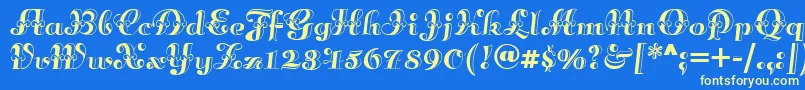 Annabellematineenf-Schriftart – Gelbe Schriften auf blauem Hintergrund